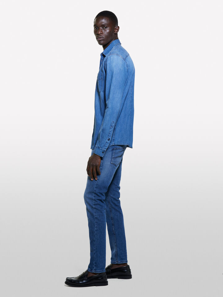 Blue regular fit denim shirt - men's regular fit shirts - Blue | Sisley image number 2